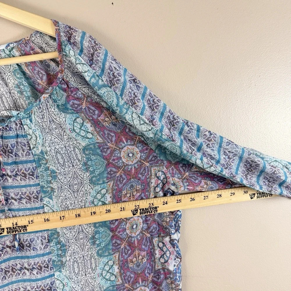 Fred David 2X Boho Paisley Blouse Cottagecore Grandma Core Flowy Top Plus - Picture 5 of 9